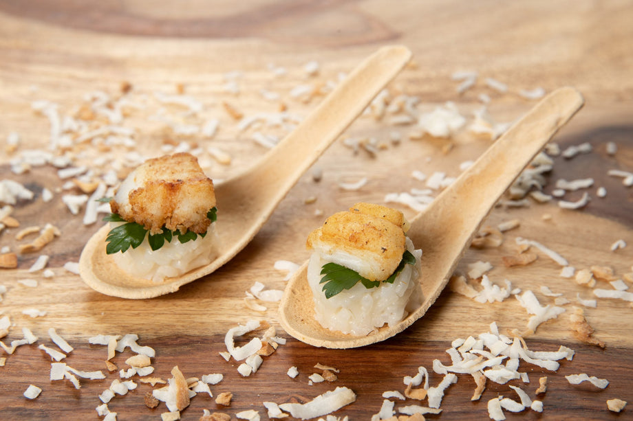 Toasted Coconut, Crispy Cod, Rice Cake